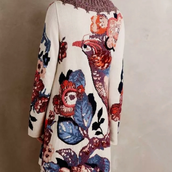 Anthropologie Foret Bird Cardigan Sleeping on Snow medium - Picture 2 of 10